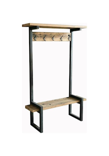 Ahşap Rustik Vestiyer Açık Kahverengi