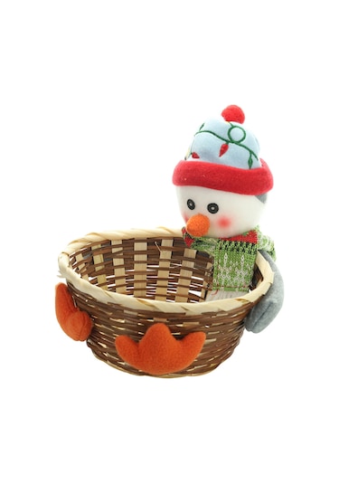 Teltree Noel Şeker Saklama Sepeti, Bambu Ve Kumaş Şeritten Yapılmış, Çeşitli Boyut Ve Tasarımlarda, Ev Dekorasyonu Ve Hediye İçin İdeal. Diğer