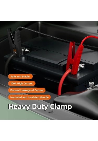 Xuweiwei 12-24v Atlama Kablosu Klipsi 12awg Jump Starter Kablosu Taşınabilir Araç Booster Kablo Seti 1.5m 4.9ft