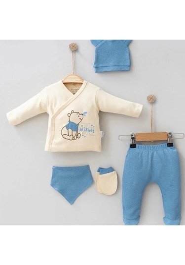 3 Ay Bebek Hastane Çıkışı Waffle Natural 5'li Erkek Mavi Mavi