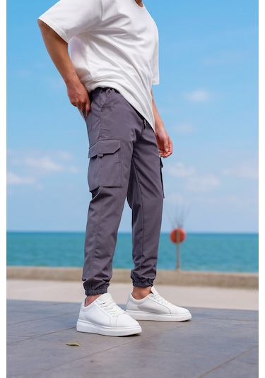 Kargo Cepli Paraşüt Kumaş Antrasit Renk Erkek Pantolon-1815 K.antrasit
