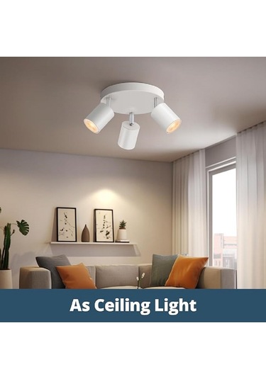 Riolight Modern1 Beyaz Mutfak,salon,giyinme Odası,cafeler İçin Gün İşiğı Metal 3lü Spot Ampul Dahil Beyaz