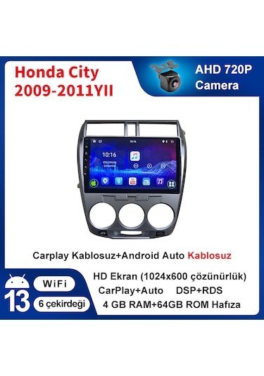 Honda City 2009-2011yıl 4gb Ram 64gb Rom Carplay Multimedya