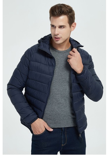 Yeni Moda İnce Kısa Kapüşonlu Erkek Pamuklu Ceket Kırmızı