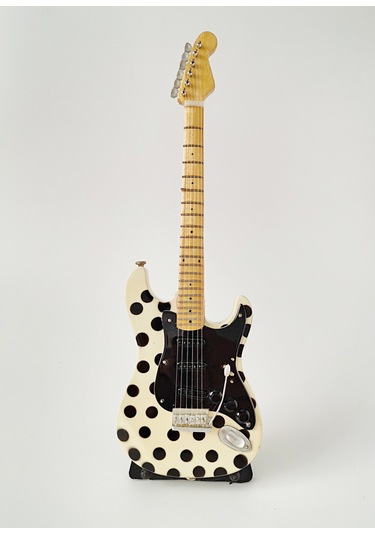 El Yapımı 1/4 Ölçek Minyatür Elektro Gitar Polka Dot Stratocaster