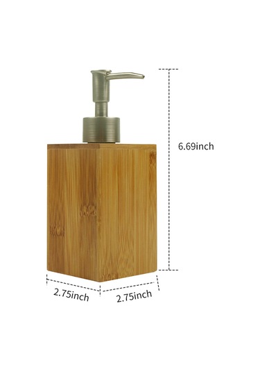 Hombey Bambu Ve Plastik 220ml Sabun Dağıtıcı - Banyo/mutfak, 360 Döner Pompa, Kolay Doldurma, Kahverengi Kahverengi