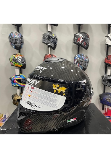 Sway Sw 861 Carbon Gloss Black Full Face Kask Siyah