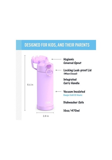 Geniş Ağızlı Kapaklı 16 Oz Paslanmaz Çelik Vakumlu Termos Neon Mor 2txdpl Diğer