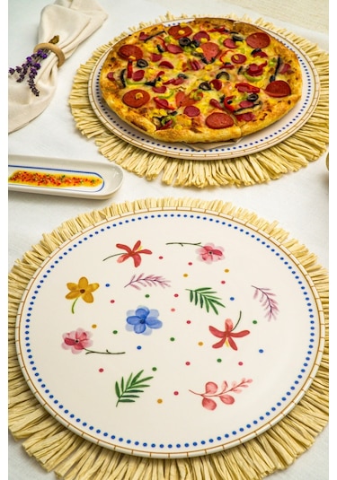 Heda Porselen Dalya Porselen Pizza Ve Servis Tabağı 2'li 32 CM