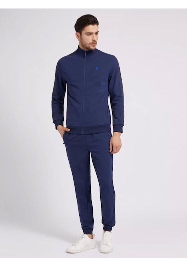 Guess Erkek Tamamı Fermuarlı Koyu Mavi Sweatshirt Lacivert