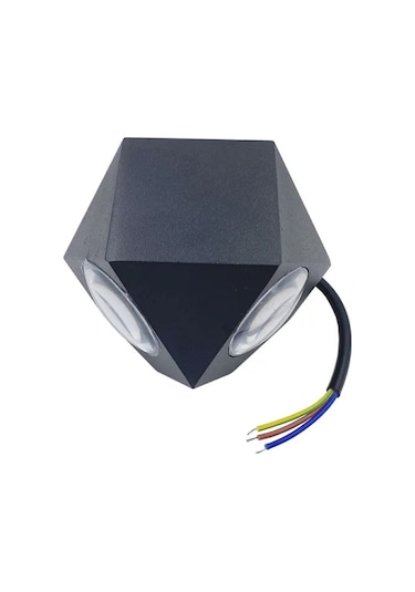 Ycl 8 W Piramit Led Duvar Aplik - Gün Işığı 3000k - Siyah -ıp44 Siyah