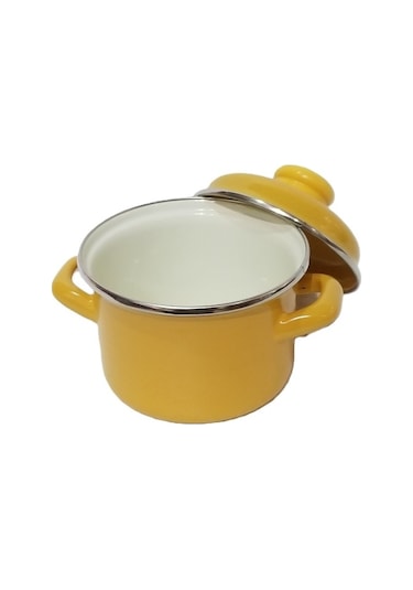 Akıllıelma-alev 12 Cm Derin Tencere Emaye 0,90 Lt Sarı Sarı