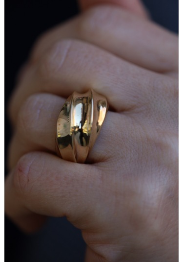 Yenigün Kuyumculuk 14 Ayar Altın Geniş Bombeli Şerit Yüzük Yzk25695