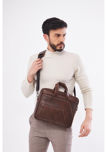 Derinss Dub3075 Hakiki Deri Kahverengi Macebook Ve Notebook Çantası 001