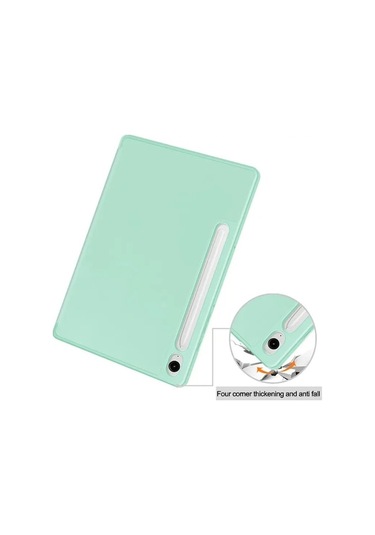 Samsung Uyumlu Galaxy Tab S9 Fe Deri Kılıf Üç Katlı Stant Kalem Yuvası Tablet Kapağı Kılıf