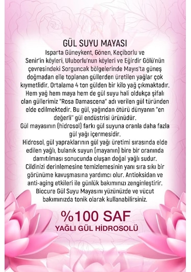 Biocure Aydınlatıcı ve Gözenek Sıkılaştırıcı Gül Suyu Mayası 150 ML