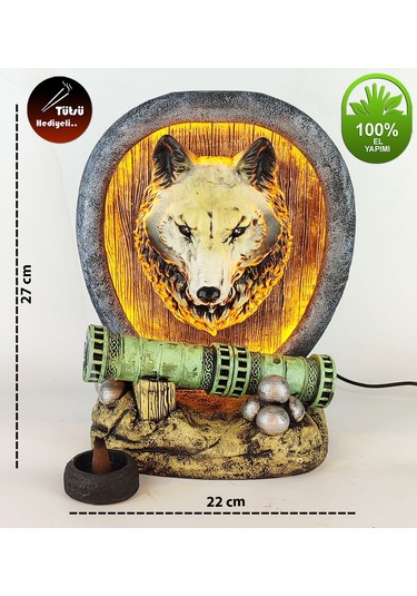 Sahi Topu Kurt Büst Dekoratif Işıklı Konik Tütsülük