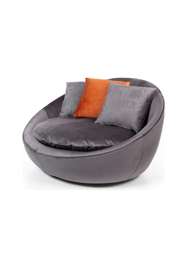 Miss Worble Fotelja Berjer Tekli Döner Koltuk Gri