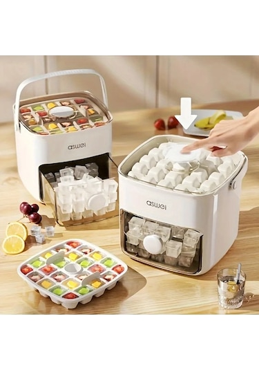 Tongxida Kolay Pres Kapaklı 48 Küp Buz Makinesi - Çift Katmanlı, Pres Beyaz Beyaz