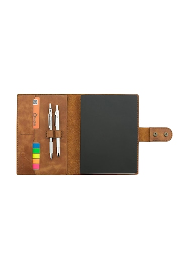 A5 Defter Ve Ajanda Kılıfı - %100 Rainbow Deri - Ko10001 - Camel Camel