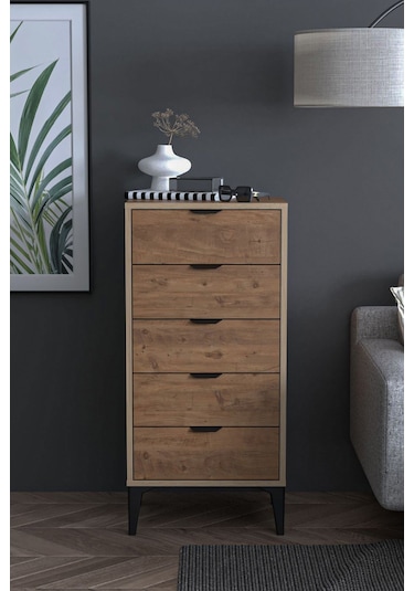 Sarmobi Arden 5 Çekmeceli Şifonyer , Çamaşırlık Kahverengi