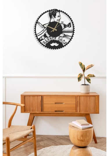 Berber Kuaför Duvar Saati Mdf Duvar Dekorasyon Lazer Kesim 32x32