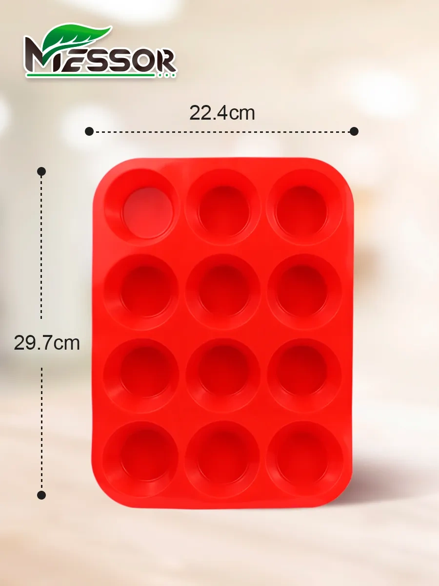 Messor 12'li Kek Kalıbı Silikon Fırın Seti 10653093 KIrmızı