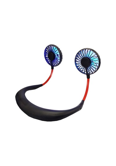 Yue Store Yaratıcı Mini Asılı Boyun Tipi Fan Açık Led Fan Pembesi 1952 Siyah