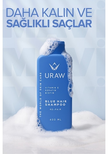Uraw Biotin Ve Keratin İçeren Dökülme Karşıtı Mavi Şampuan 400 ML
