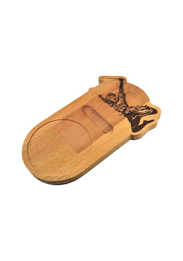 Ahşap Servis Sunum Tahta Bardak Altlığı - Kafkas Çerkes Kamalı Adam Acı Kahverengi