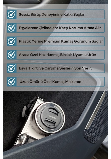 Togg T10f Sedan Konfor Seti - Araç İçi Eşya Ceplerine Özel Kumaş Kaplama Togg T10f Sedan