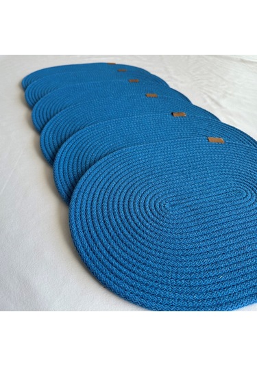 Jüt Amerikan Servis Sofra Altlığı, Masa Dekoru Supla Oval 30x40 6lı Mavi