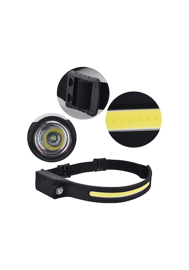 Shineyee Usb Şarjlı Led Far, 230 Derece Geniş Görünüm, 150ft Uzaklık, 5 Işık Modu, El Hareketi Sensörü, Ipx4 Su Geçirmez, Spor Outdoor Kullanıma Uygun Siyah