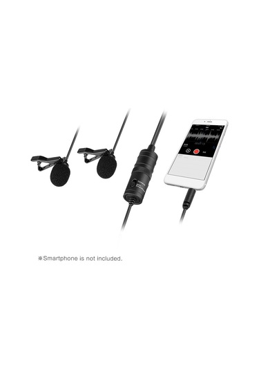 Çift Çok Yönlü Yaka Mikrofonu Yaka Clip-kondenser Mikrofon,siyah