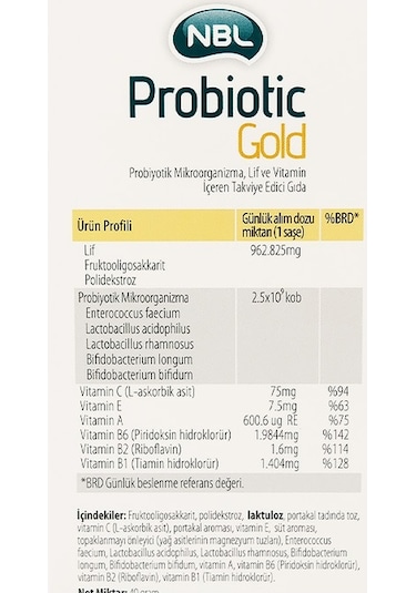 Nbl Probiotic Gold 20 Stick Toz Saşe