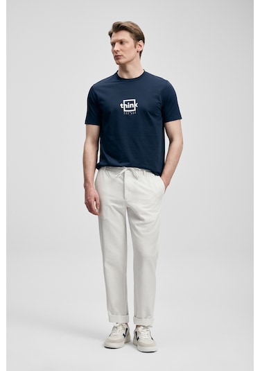 Lufian Thınk Modern Grafik T- Shirt Lacivert Lacivert 111020310100200 Lacivert
