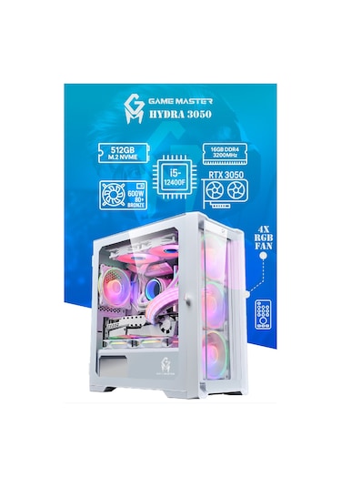 Game Master Hydra3050 i5-12400F 16 GB 512 GB RTX3050 Free Dos Masaüstü Oyuncu Bilgisayarı
