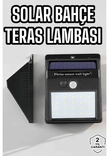 Güneş Enerjili Bahçe Lambası Solar Gece Aydınlatma Sensörlü Lamba