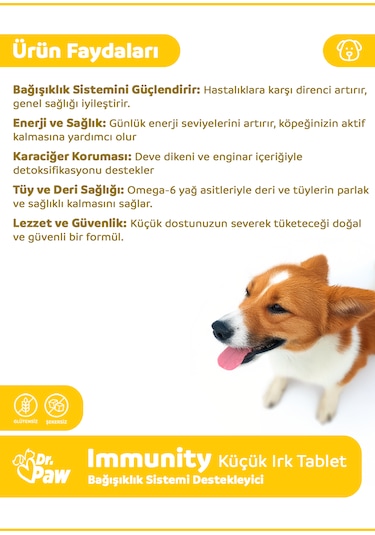 Dr. Paw Immunity Plus Küçük Irk Köpek Immün ve Enerji Desteği 90 G