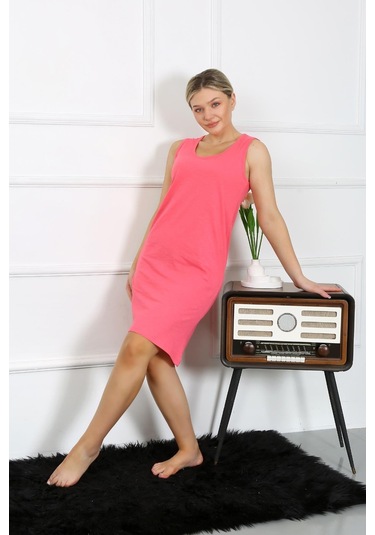 Akbeniz Kadın Kalın Askılı Penye Gecelik Fuşya 14001-fuşya Fuşya