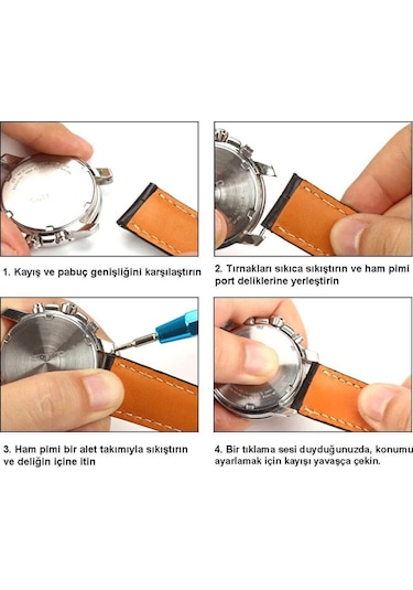 Koodmax 50 Adet Paslanmaz Çelik Yaylı Kol Saati Kordon Pimi Susta - 1.3mm 10mm