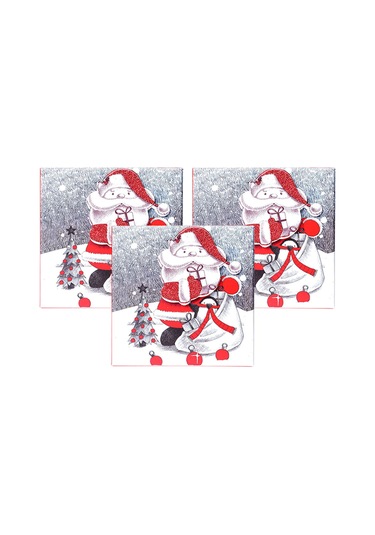 Yılbaşı Noel Baba Ve Çam Ağacı Motifli Hediye Kutusu Küçük Set 3'lü