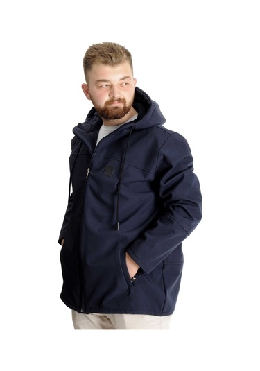 Mode Xl Erkek Softshell Parcalı Kapsonlu Mont 21235 Lacivert 001