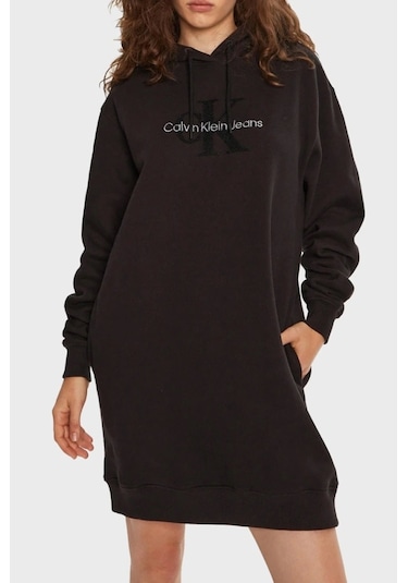 Ck Jeans Chenılle Monologo Hoodıe Dress Siyah