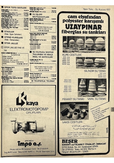 İzmir 1982-1983 Meslek Reklam İlanı Efemera S537
