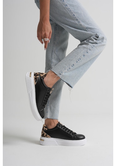 Kocadal Kocadal Vega Leopar Detaylı Siyah Kadın Spor Ayakkabı Muhtelif