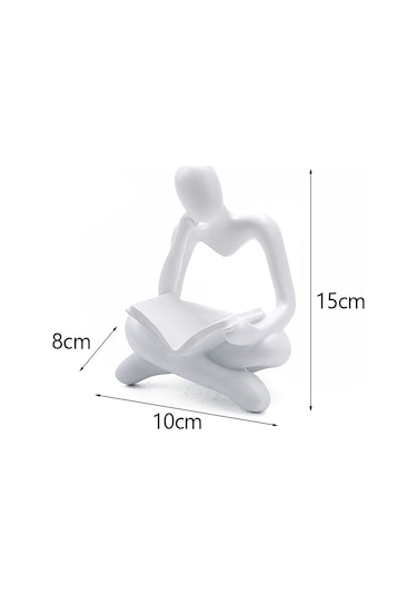 Teltree Modern Avrupa Tarzı Lüks Beyaz Okuma Figürlü Dekoratif Kütüphane Heykeli - Şık Salon Aksesuarı Diğer