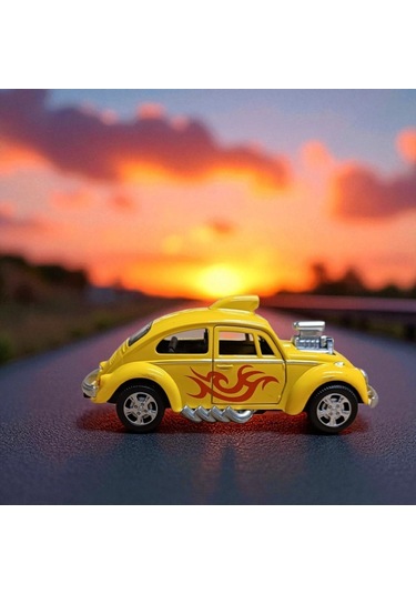 Metal Araba Çek Bırak Vw Bettle Modifiye Sarı Sesli Ve Işıklı Diğer
