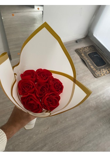 7'li Solmayan Kırmızı Gül Buketi Kırmızı Gül