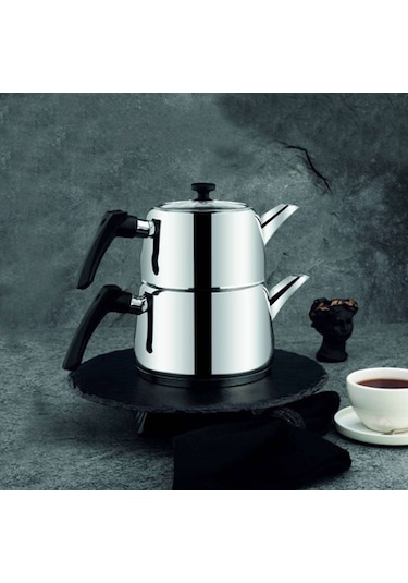 Zest Mate Orta Boy İndiksiyon Tabanlı Çaydanlık Takımı Siyah Siyah